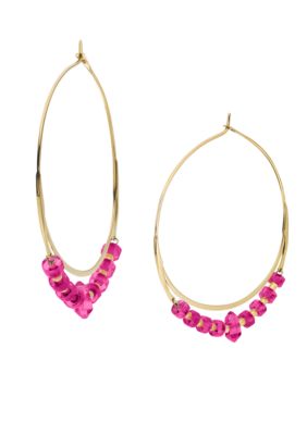 Michael Kors Jewelry Gold and Pink Whisper Hoop Earrings