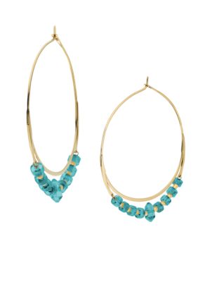 Michael Kors Jewelry Gold and Turquoise Whisper Hoop Earrings