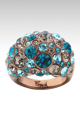 Fossil&reg; Brown Dome Ring with Peacock Stones