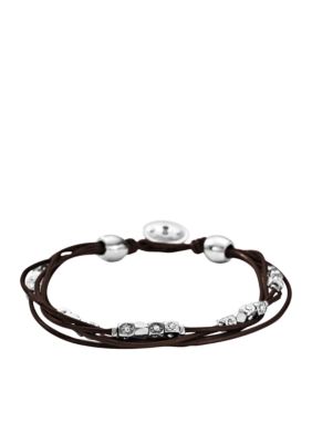 Fossil Multi-Strand Chocolate Leather Wrist Wrap