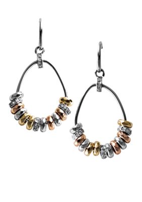 Fossil Mixed Rondell Gypsy Hoops