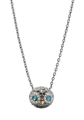 Fossil Owl Face Pendant Necklace
