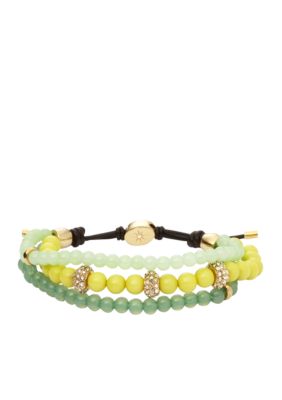 Fossil Triple Strand Beaded Bracelet