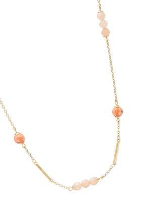 Fossil Beaded Strand Necklace on Gold-Tone Chain