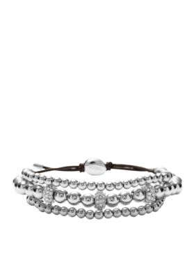Fossil Leather 3 Row Wrist Wrap