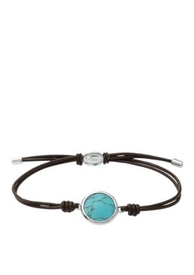 Fossil Turquoise and Chocolate Leather Wrist Wrap