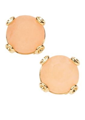 Fossil Pale Peach Stud Earrings in Gold Tone