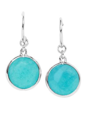 Fossil Faceted Round Teal Dyed Earring