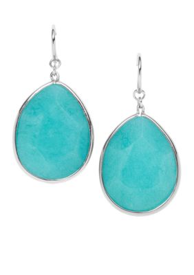 Fossil Faceted Teal Dyed Drop Earring