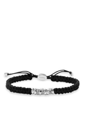 Fossil Woven Waxed Cord Adjustable Wrist Wrap