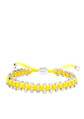 Fossil Woven Waxed Cord Adjustable Bracelet