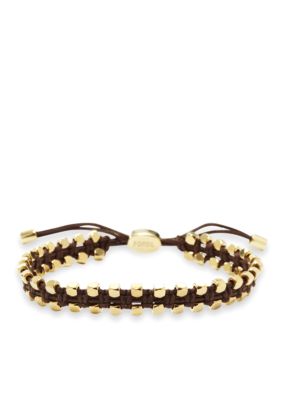 Fossil Woven Waxed Cord Adjustable Wrist Wrap