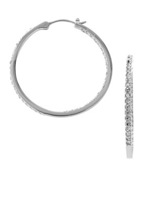 Fossil Medium Glitz Hoop Silver Tone with Clear Glitz