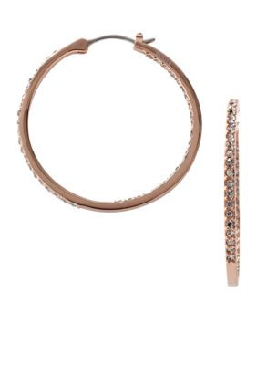 Fossil Glitz Hoop in Rose Gold Plating with Black Diamond Glitz