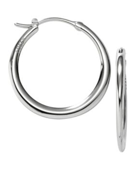 Fossil Small Circle Hoop in Silver Tone Plating