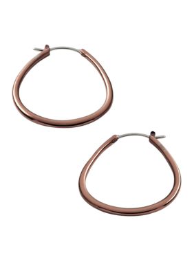 Fossil Medium Tear Hoop Earring in Brown IP Plating