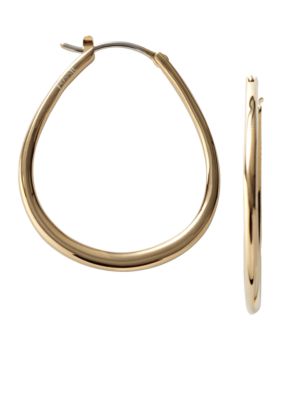 Fossil Gold Tone Medium Tear Shaped Hoops