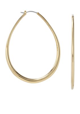 Fossil Large Gold Tube Hoop Earrings