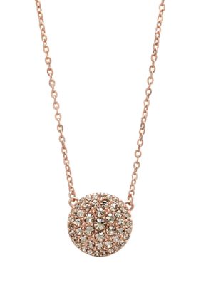 Fossil Pave Disk Pendant Necklace