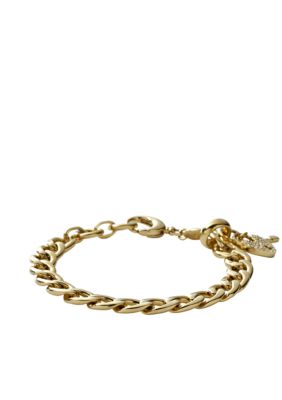 Fossil&reg; Gold Tone Link Charm Starter Bracelet