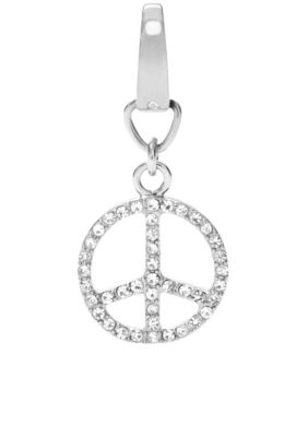 Fossil Peace Sign Charm with Clear Glitz