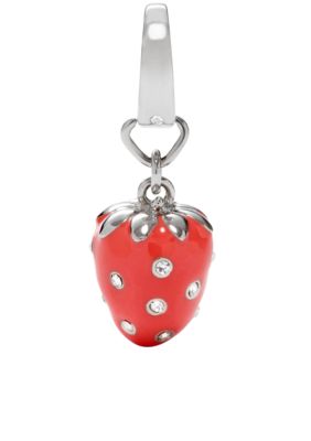Fossil Red Enamel Strawberry Charm with Clear Crystal Glitz