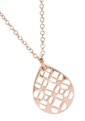 Fossil Rose Gold Signature Cut Out Tear Drop Pendant Necklace