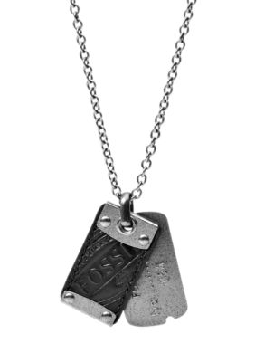 Fossil Men's Stainless Steel Dog Tag Necklace