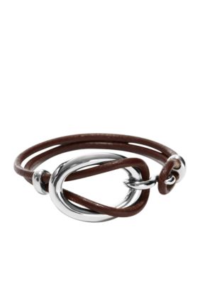 Fossil Steel Link with Leather Wrist Wrap