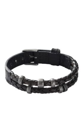 Fossil Men's Braided Leather Wrist Wrap