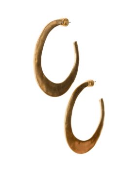 Kenneth Cole New York Gold Tone Hammered Hoop Earrings