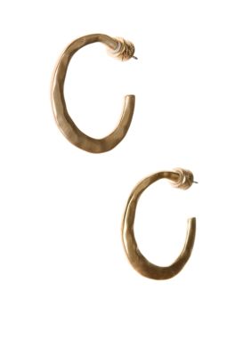 Kenneth Cole New York Gold Tone Hammered Hoop Earrings