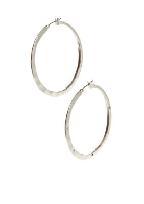 Kenneth Cole New York Silvertone Hammered Hoop Earrings