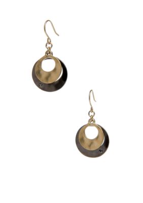 Kenneth Cole New York Gold & Hematite Two-Tone Layered Earrings