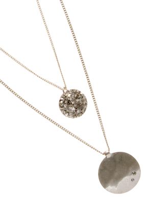 Kenneth Cole New York Silvertone Double Layered Pendant Necklace