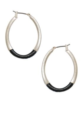 Kenneth Cole New York Warped Hoop Wrapped Silver Earring