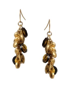 Kenneth Cole New York Smokey Topaz Gold Disc Cluster Linear Earring