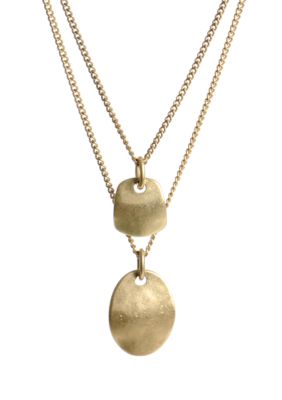 Kenneth Cole New York Gold Disc Two Row Necklace