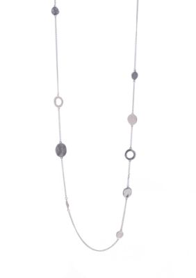 Kenneth Cole New York Silver Circle Long Necklace