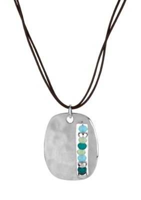 Kenneth Cole New York Faceted Bead Rectangle Pendant Necklace