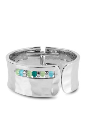 Kenneth Cole New York Faceted Bead Hinged Bangle Bracelet