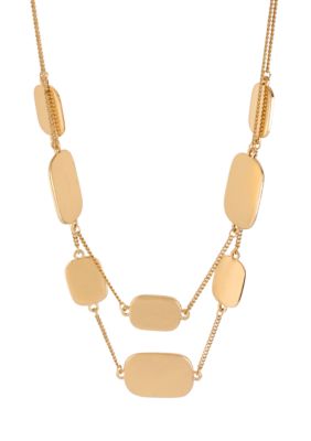 Kenneth Cole New York Rectangle Disc 2 Row Necklace