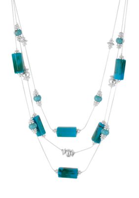 Kenneth Cole New York Turquoise Geometric Bead Illusion Necklace