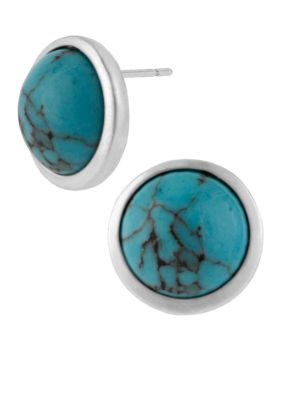 Kenneth Cole New York Semi Precious Turquoise Round Stud Earrings