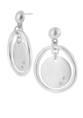 Kenneth Cole New York Silver Circle Orbital Drop Earrings