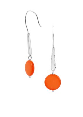 Kenneth Cole New York Coral Shell Circle Long Drop Earrings