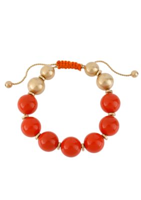 Kenneth Cole New York Coral & Gold Bead Adjustable Bracelet