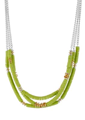 Kenneth Cole New York Lime Green Bead Multi Row Necklace