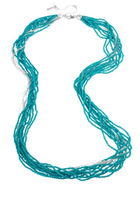 Kenneth Cole New York Turquoise Seed Bead Multi Row Necklace