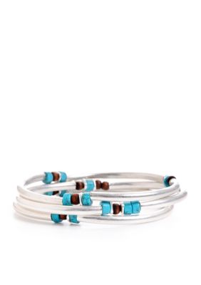 Kenneth Cole New York Semi Precious Turquoise Bead Stretch Bracelet Set